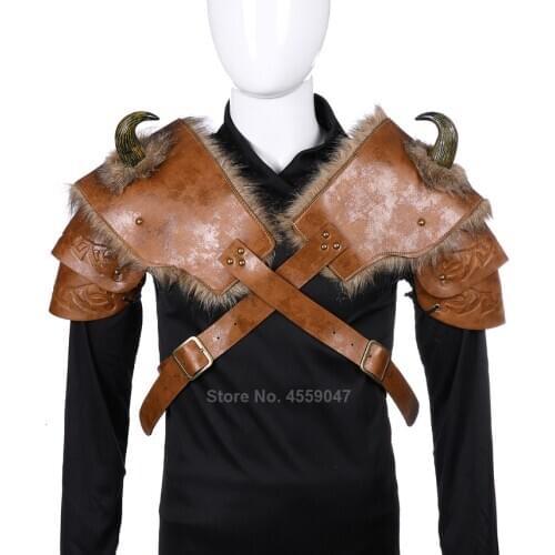 2020 Halloween Cosplay Costumes for Man Medieval Viking Leather Armor Male Warrior LARP Fur Knight Protective Accessories
