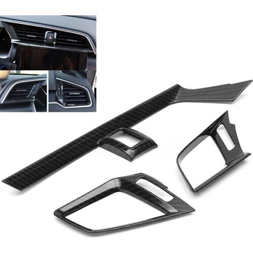 3pcs/set Carbon Fiber Dashboard Air Vent Cover For Hon-da C-ivic 10th 2016 2017