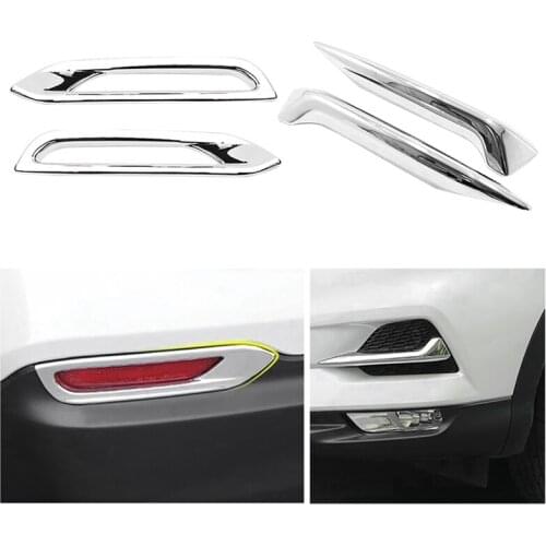 ABS Front & Rear Fog Light Lamp Cover Trim Fog Light Molding Garnish Bezel Protector for Nissan Qashqai J11 2019 2020