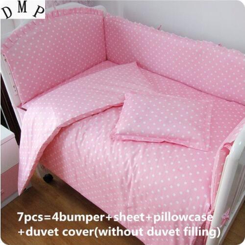 Promotion! 6/7PCS Cotton Baby Cot Bedding Set Newborn ropa de cuna Duvet Cover ,Cartoon Crib Bedding ,120*60/120*70cm
