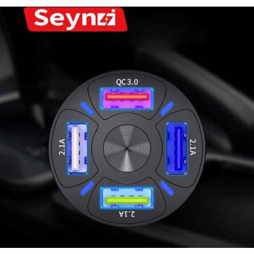 SeynLi USB Car Charger Fast Charge QC3.0 Mobile Phone Charger For Samsung Xiaomi Iphone 12 11 Fast Charging Charger 4 Ports
