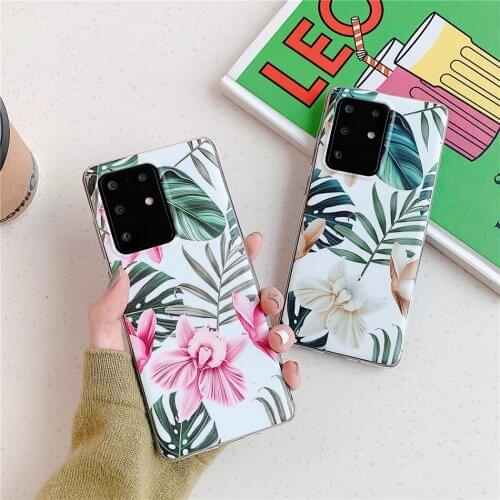 Retro Banana Leaf Flower Case For Samsung Galaxy S8 S9 s10 s20 S21 Plus Note 20 10 Pro Ultra A 30 40 50 A12 A21S A51 A71 Cover