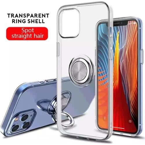 Crystal Clear Ring Holder Case For iPhone 12 mini 11 Pro XS max XR XS X 8 7 6s 6 Plus Shockproof Soft Silicone Ring Kickstand