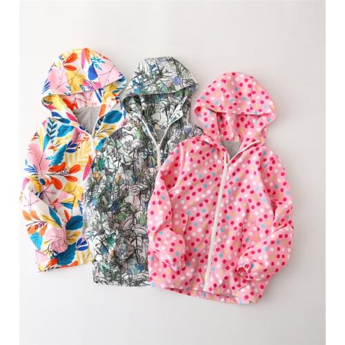 Baby Kids Clothes Girls Jackets 2021 Autumn New Fashion Print Windbreaker for Girl Mid-length Long Sleeve Childrens Clothing