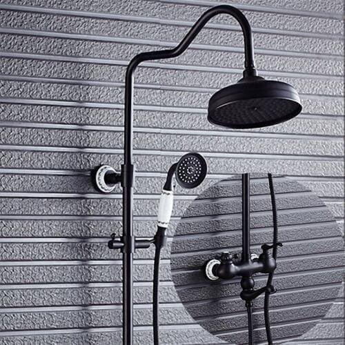 Bathroom Shower System, Oil Rubbed Bronze / Black, K99-B4, soild brass