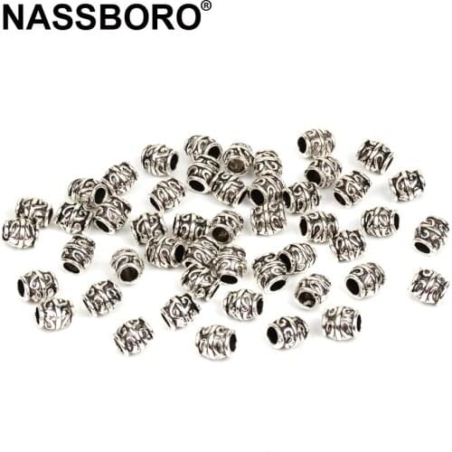 30 pcs/lot 7x8mm European Beads Big Hole Beads Tibetan Silver Spacer Beads Plated For Charm Bracelets Making DIY