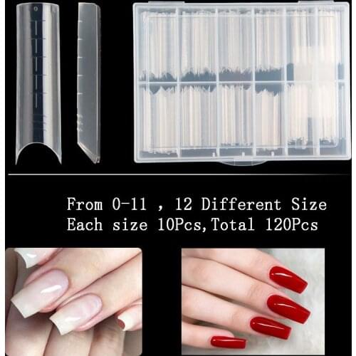 60Pcs False Nails Forms Extension Poly Nail Gel Full Cover Quick Building Mold Tips Reusable Clear Manicure Tools for Nail Art
