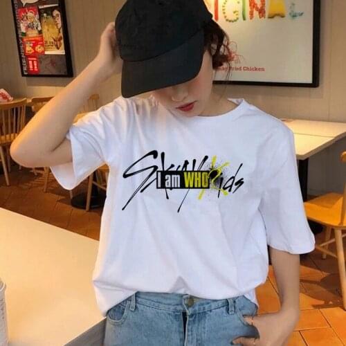 Harajuku Summer T-shirts Stray Kids Women Top Female T Shirt 90s Streetwear Hip Hop Clothes O-neck Casual Lady Tees Tops Shirts
