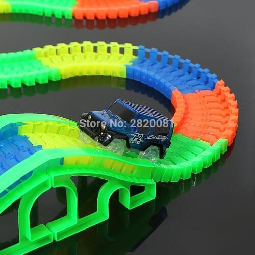 DIY glowing flexible bend race tracks with led light electronic car,Roller Coaster 80/120pcs blocks part Bulk cargo toys