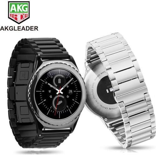 AKGLEADER Metal Watchband For Galaxy Watch 46mm Gear S3 22mm Wrist Strap Stainless Steel Butterfly Buckle Bracelet For Huawei GT