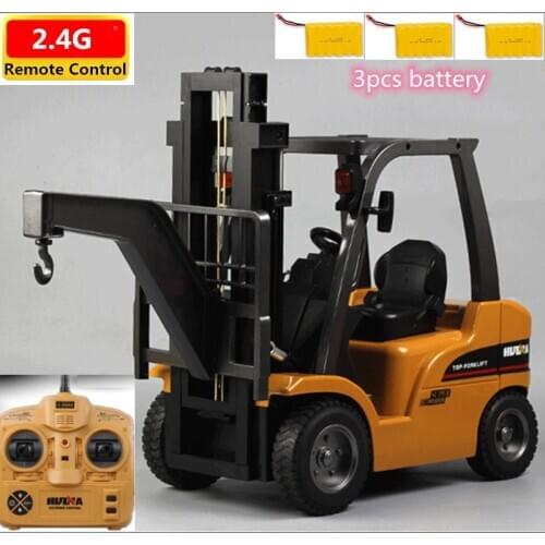 Multi-Functional Forklift Truck 2.4G Alloy Large Truck With Light 360Degree Rotation Lifting Electric Engineering Vehicle Truck