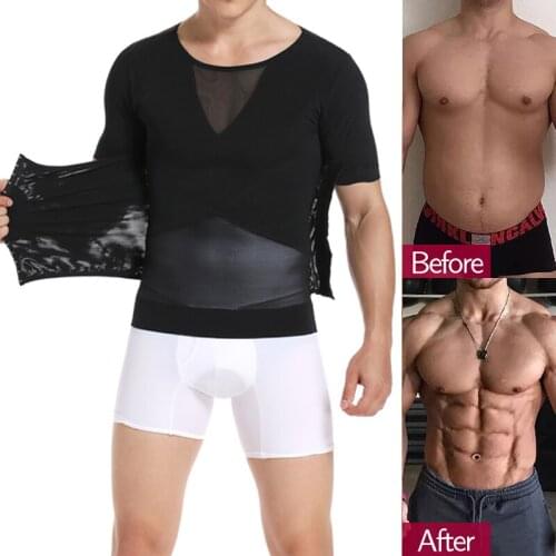 Men Slimming Body Shaper Tops Waist Trainer Corset Reduce Belly Stomach Shapewear Posture Corrector T-shirt Tight Chest Shaper