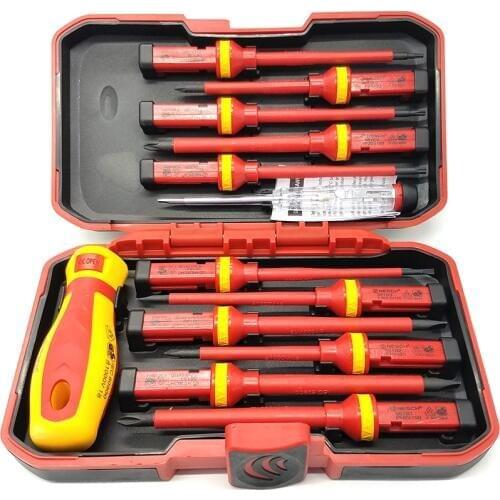 13PC VDE Insulated Screwdriver Set CR-V High Voltage 1000V Magnetic Phillips Slotted Torx Pozi Screwdriver Durable Hand Tools