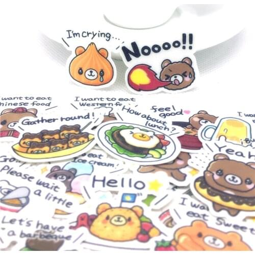 40 Pcs Cartoon cookie bear adhesive paper sticker childr diy Handmade Gift Card photo album Scrapbooking diary decor stickers