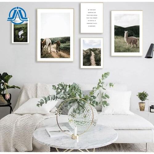 Nature Landscape Wall Art Print Animal Poster Horse And Sheep Canvas Painting Be Busy Quote Nordic Pictures For Home Decoration