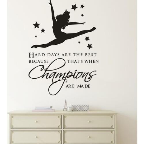 Gymnastic Dancing Girl Wall Stickers Sport Inspiration Quote Wall Poster Gymnastic Athlete Vinyl Wall Decal Gym Club Decor AZ450