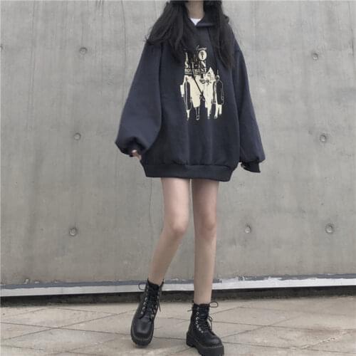Japanese Harajuku long-sleeved anime hooded loose plus size Vintage women hooded sweatshirt clothes accessory streetwear album