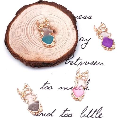 10 pieces/batch of pearlescent powder Christmas elk multicolor fawn pendant 30*13mm alloy metal enamel pendant for jewelry XL606