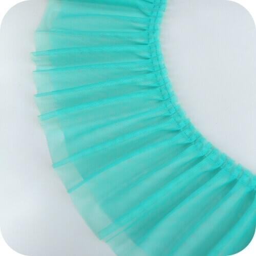 Latest Pleated Green Lace Fabric 12cm Tulle Lace Trim Ribbon Guipure Craft Supplies Laces Sewing Dress Accessories dentelle LX28