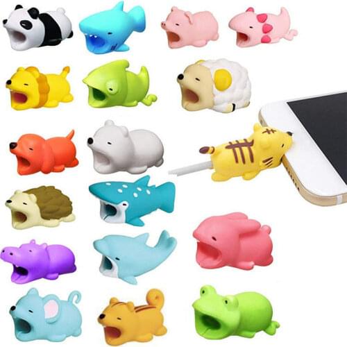 Cable Protector Cartoon Animal Pattern Protective Cable Storage Holder Organizer for Phone USB Cable Case Winder Protector