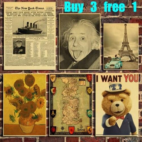 Retro Poster Classic Nostalgic Posters Vintage Kraft Paper Bar Cafe Decoration Wall Stickers Room Decoration Painting