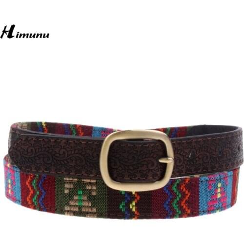 [Himunu] Retail Chinese Embroidered Samba Style Leather Retro Print Female Belts for Women Dress Cummerbund Fashion Girdle