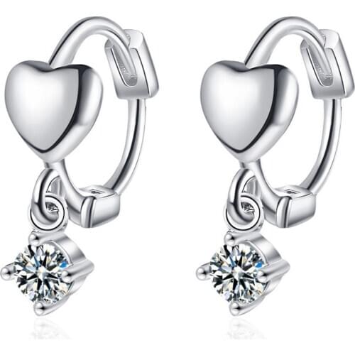 SHQIYAYI Dainty Small Hearts Women Hoop Earring Zirconia Girl Daily Accessories Jewelry Valentines Day Gift Korean Fashion 578