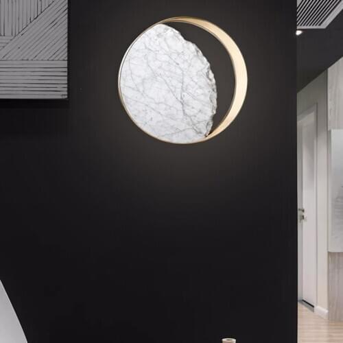 Nordic wall lampCreative copper lamp Passage Corridor Stair Gallery Living Room Bedside Wall Lamp marble lamp