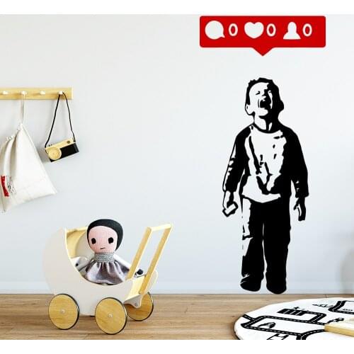 Modern Banksy Boy Wall Stickers Home Decor Removable Decals For Baby Kids Room Sticker For Wall Mural