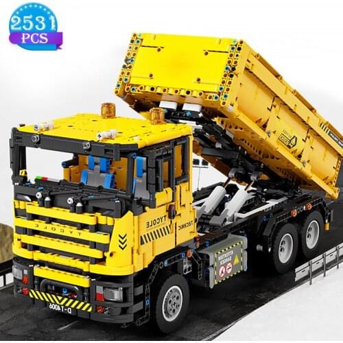 Technical Diy Engineering Building Blocks Construction Site Dirt Truck Model Building Block Toys Educational Gifts for Children