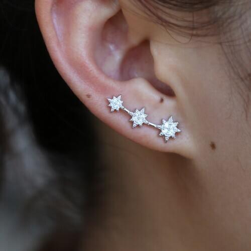 Trendy Stud Earring 3 Hexagrams Ear Wire For Women With Crystal Stone AAA Pave CZ Star of David Earring Jewelry For Women Gift