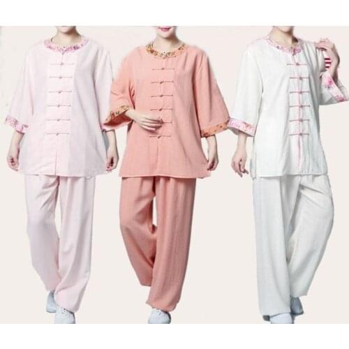Unisex women cotton&linen Spring&Summer short sleeve taijiquan tai chi clothing kung fu martial arts uniforms wushu suits