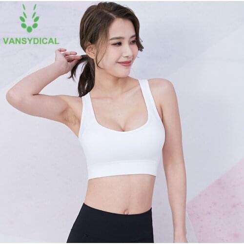 Vansydical Women Sports Gym Yoga Bra Shockproof Adjustable Buckle Running Fitness Training Workout Underwear Push Up