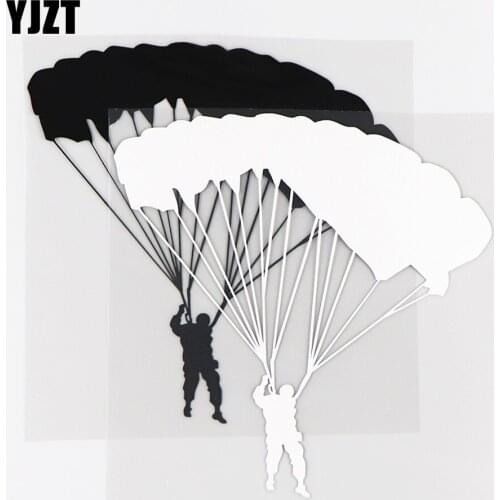 YJZT 15.4×15.5CM Fun Car Stickers Extreme Sport Skydiving Vinyl Decal Parachute Black / Silver 10A-0453