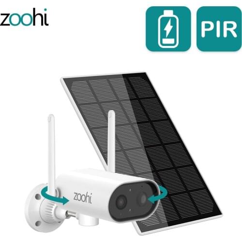 Zoohi Pan Tilt Battery Wireless Camera IP Surveillance WiFi Camera 3MP HD PIR Wire-Free Security Solar Camera