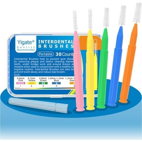 30Pcs/Set I Shaped Interdental Brush For Adults Floss Orthodontic Dental Teeth Cleaners Toothpick Oral Care Tools Plastic Handle