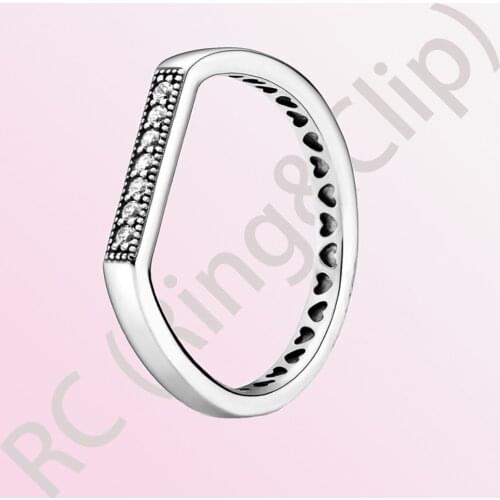 2021 Authentic 100% 925 Sterling Silver Rings Sparkling bar stacking Ring for Women Engagement Jewelry Anniversary