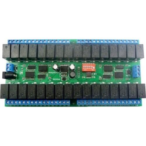 R421C32 DC12V 32 Channels Modbus RTU RS485 Bus Relay Module UART Serial Port Board for PLC LED Home Automation Door Lock