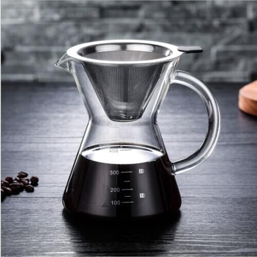 400ml Reusable Coffee Pot Holder With Scale Washable Stainless Steel Brew Drip Filters for Espresso Coffee Bean DIY Coffee Tools