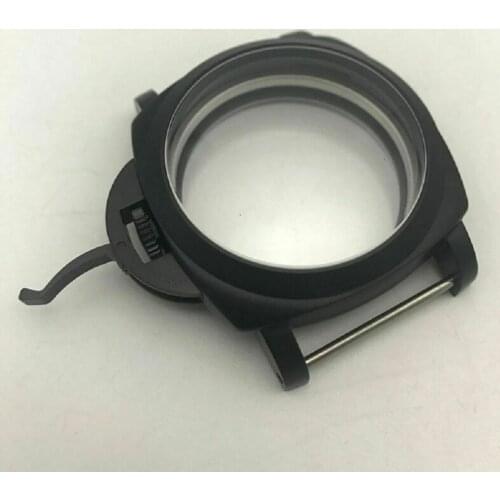 44mm Black Scratch-Resistant Mineral Glass Brushed Case Watch Replacement Accessory Part For ETA 6497 6498 Seagull ST36 Movement