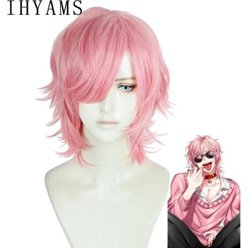 Ayato Yuri Pink Short Wig Cosplay Costume Yarichin Bitch Bu Club Heat Resistant Synthetic Hair Men Party Wigs + Wig Cap