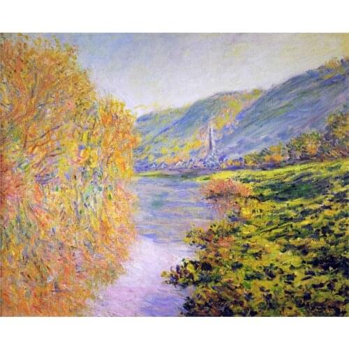 Banks of the Seine at Jeufosse, Autumn by Claude Monet Oil paintings reproduction Landscapes art hand-painted home decor
