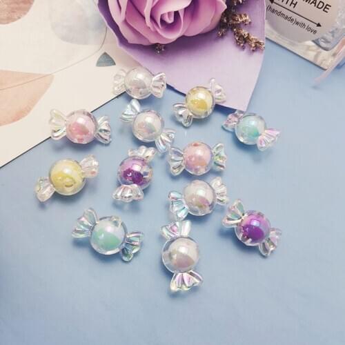New 10Pcs/pack Acrylic Lovely Candy Beads Rainbow AB Spring Color Beads For Jewelry Making DIY Necklace Crafts Beads Accessories