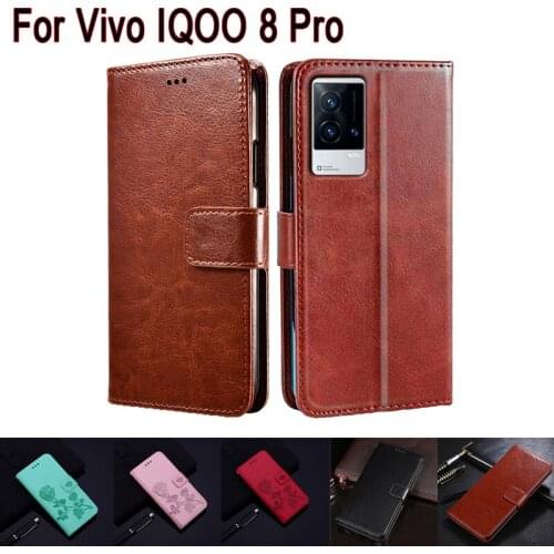 IQOO8 Pro Funda Cover For Vivo IQOO 8 Pro Case Phone Protective Shell Book Etui For Vivo V2141A Flip Wallet Leather Case Hoesje