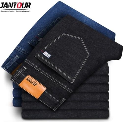 Autumn Winter thick Business Jeans Men Brand Denim Trousers Soft Mens Straight Pants Mens Fashion big Large Size 40 42 44 46