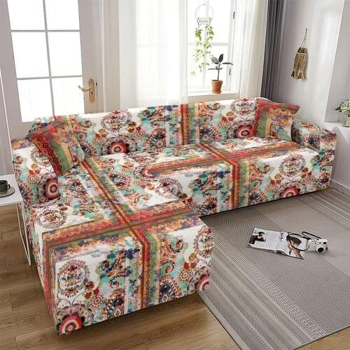 Ethnic Vintage Flowers Printing Sofa Cover for Living Room Slipcovers Sofa Cover Elastic Couch Cover Sofa Chair Protector Covers