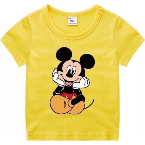 Disney Minnie Mickey T Shirt Summer Cartoon Print Baby Boy Tops Tees Kids Toddler Girl T-Shirt Casual Childrens clothes