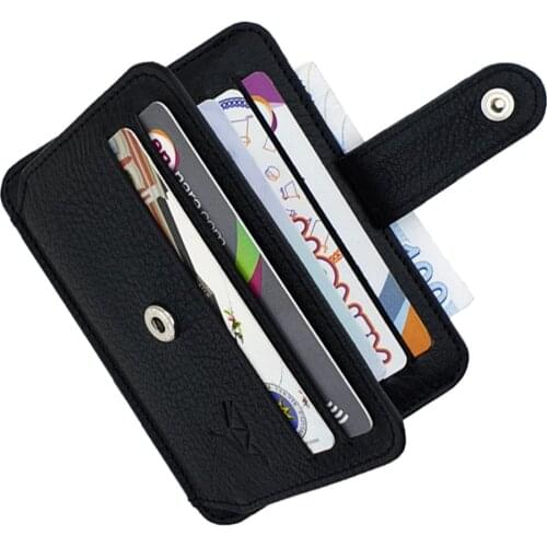 Garbalia Black Shelby Genuine Leather Card Holder Wallet Men Money Holder Credit Card Holder