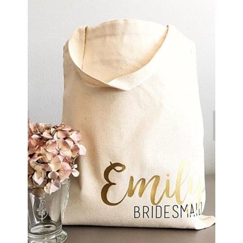 Custom tote bags Personalized bridesmaid names Champagne Party wedding gift Bags Bachelorette bridal shower favors