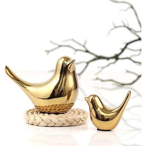 Ins Nordic Creative Ceramic Bird Home Decoration Kawaii Golden Soft Outfit Cute Bird Decoration Korean Style Sample Room Setting